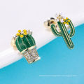 Shangjie OEM 925 Silver Needle Cactus Stud Earrings cactus earrings hoops zircon 2021 trending earrings